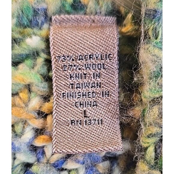 I.E. Relaxed Wool Blend Sweater Indie Art Chunky Knit Ombre Full Zip Women's L - Picture 7 of 13